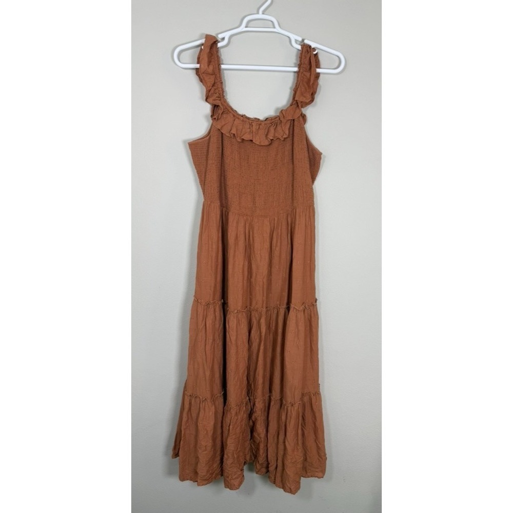 Old Navy Boho Cottagecore Tiered Maxi Dress Milkmaid Ruffle Rust XL
